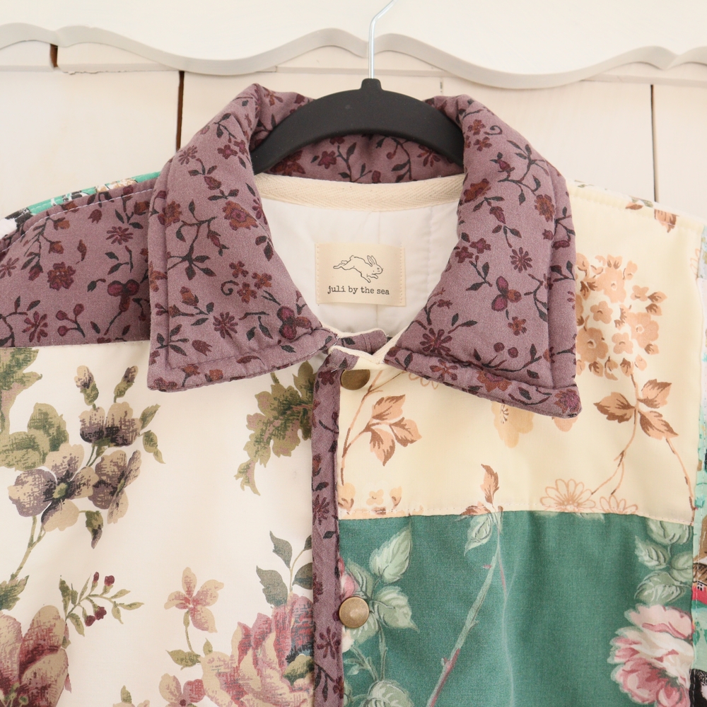 Upcycled Floral Patchwork Quilt Barn Jacket Chore Coat M • L - Picture 5 of 8
